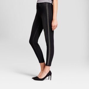 Black beaded side strip jeans pants mossimo